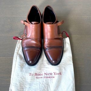 Excellent condition brown leather leather Italian monk strap dress shoes